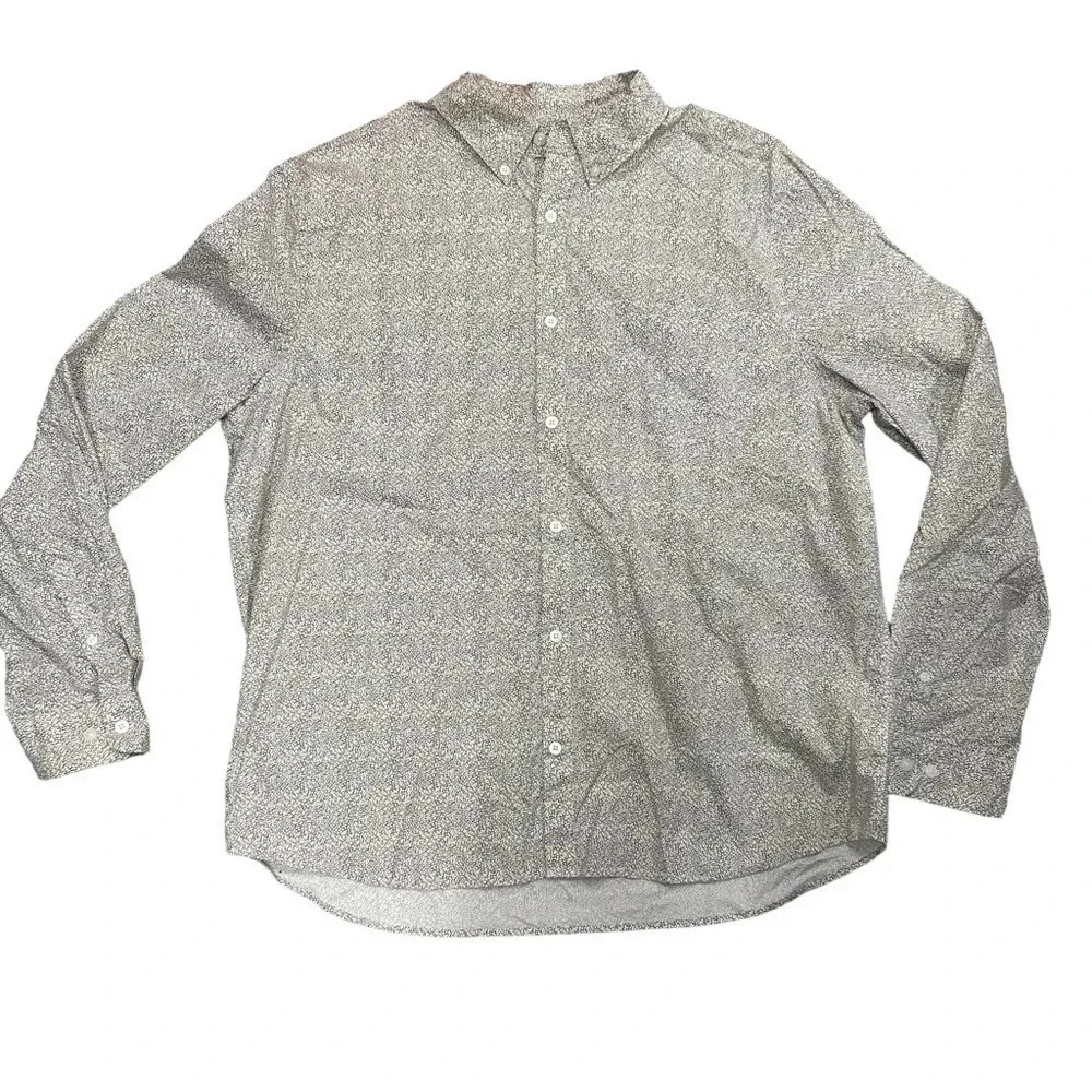 NWT Express Dress Shirt Men’s XL Floral Long Sleeve Button Down Yellow Navy